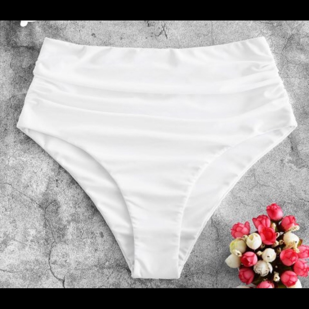 White high waisted bikini bottoms
